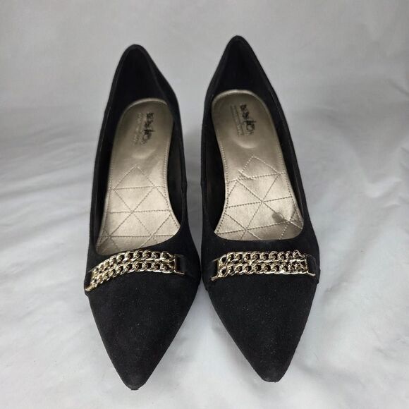 Coach And Four Black Suede Pumps Pointed Toe Low Stilettos Heels Sz 9 - Picture 3 of 8